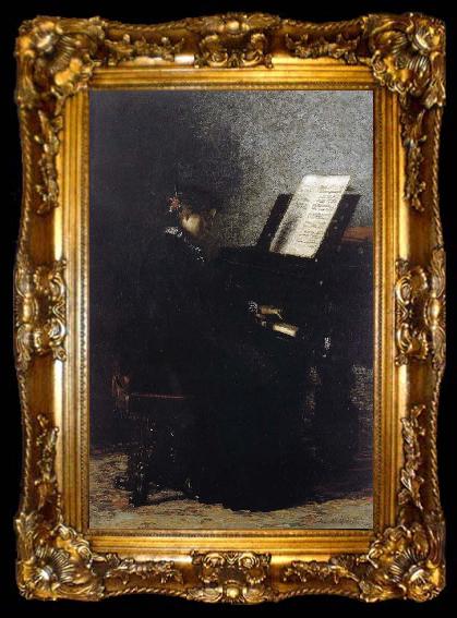 framed  Thomas Eakins Elizabeth Play the Piano, ta009-2